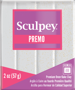 Sculpey Premo Accents oven-bake polymer clay, white gold glitter