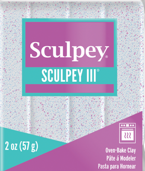 Sculpey III Polymer Clay White Glitter 2 oz bar S302 539