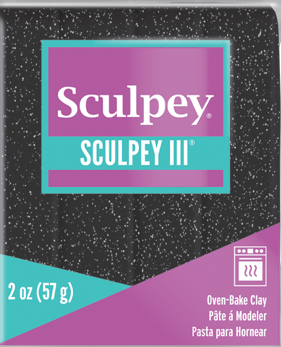 Sculpey III Polymer Clay Black Glitter 2 oz bar S302 541