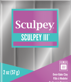 Sculpey III Polymer Clay, Silver, 2 oz bar.   S302 1130