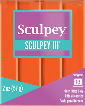 Sculpey III Polymer Clay,  Just Orange, 2 oz bar.  S302 1634