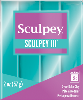 Sculpey III Polymer Clay,  Teal Pearl, 2 oz bar.  S302 538