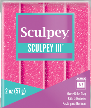 Sculpey III Polymer Clay Pink Glitter 2 oz bar S302 558