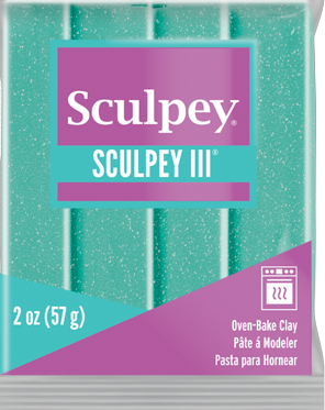 Sculpey III Polymer Clay Turquoise Glitter 2 oz  S302 574
