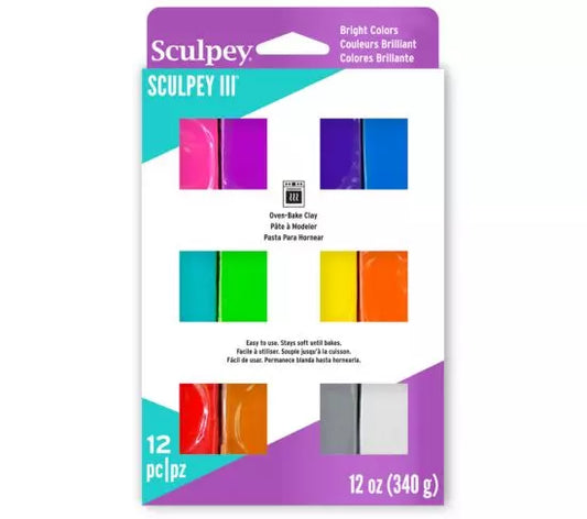Sculpey III Multipack, Brights  12 x 1 oz. S3 VMB-6 Holiday Special